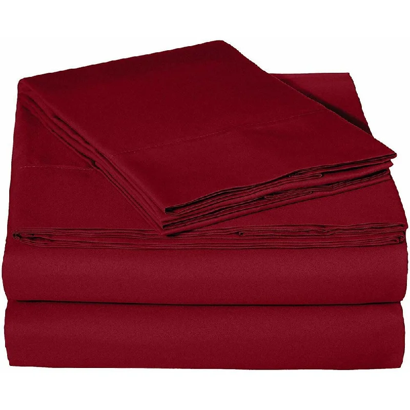 lightweight bamboo throw-400 Thread Count Linens 4-Piece Set 100% Cotton King Bed Sheet Burgundy