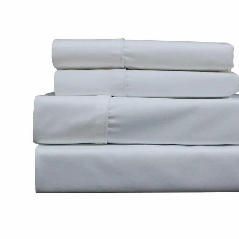 cooling silk mattress pad-400 Thread Count Linens 4-Piece Set 100% Cotton King Bed Sheet White