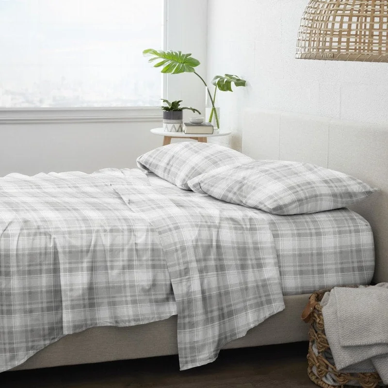 colorful geometric sheets-Becky Cameron Premium Plaid 4 Piece Flannel Bed Sheet Set