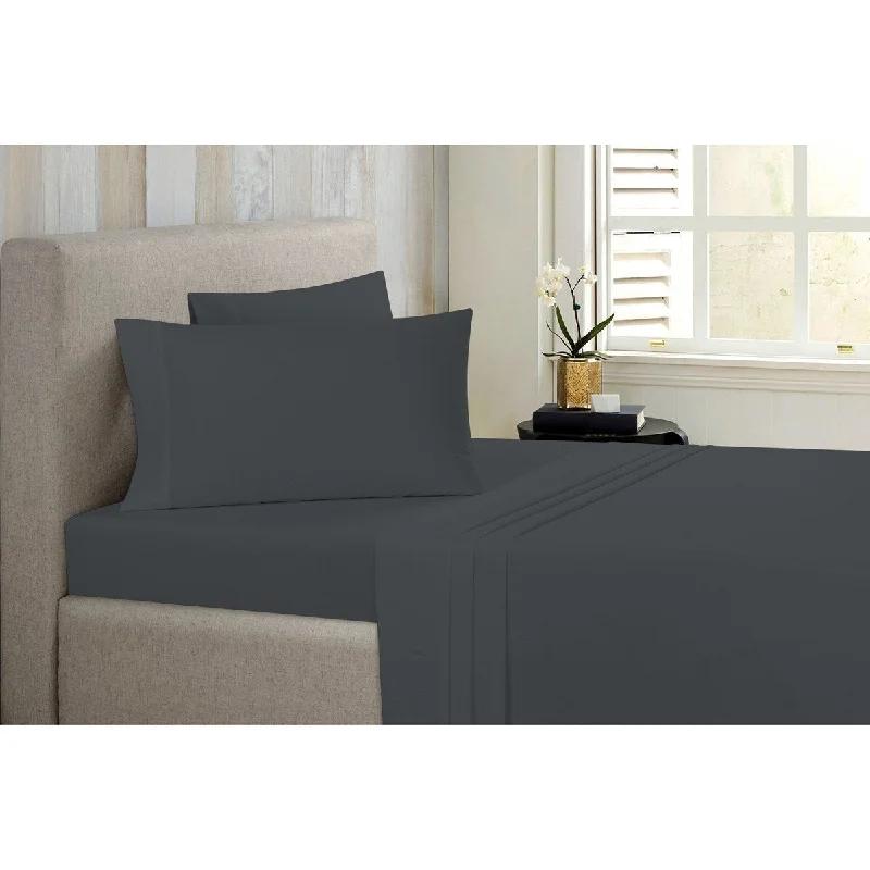 breathable jersey bedspread-Bibb Home Antimicrobial 4 Piece Solid Sheet Set