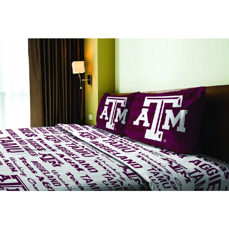 thick microfiber quilt-COL 821 Texas A&M Full Sheet Set Anthem