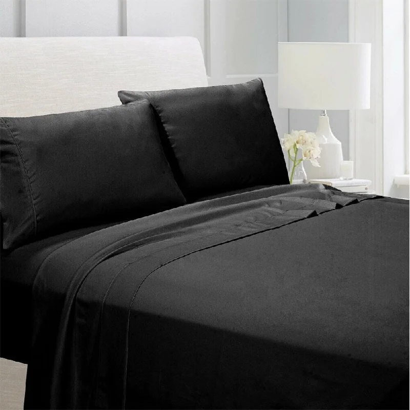 organic percale blanket-Egyptian Comfort 1800 Count 4 Piece Bed Sheet Set Full Black