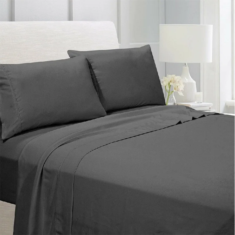 thick microfiber pillow-Egyptian Comfort 1800 Count 4 Piece Bed Sheet Set Full Dark Gray