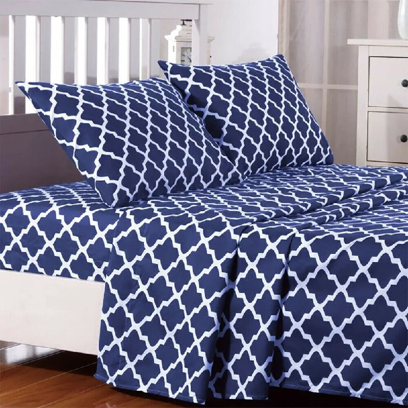 soft tencel blanket-Egyptian Comfort Bed Sheet Set 1800 Count 4 Piece Queen Navy White