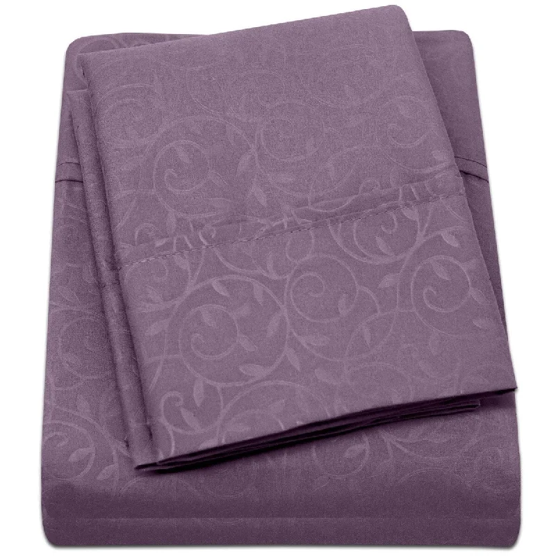 luxury fleece duvet-Embossed Vine Sheet Set King Sheet Set Plum