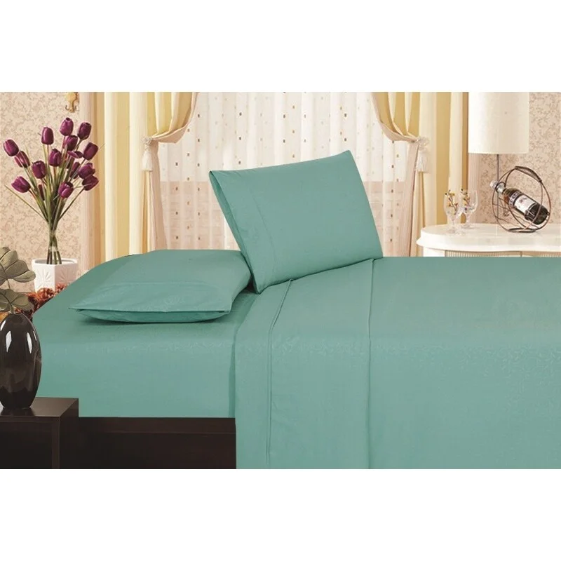 organic jersey quilt-Embossed Vine Sheet Set Queen Sheet Set Turquoise