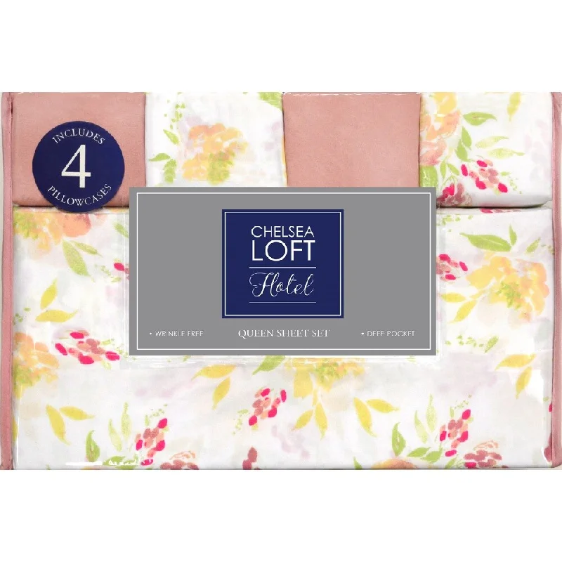 soft silk duvet-Home Dynamix Chelsea Loft Collection Floral Pattern Sheet Set (6 or 4 piece set)