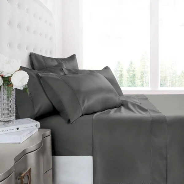 silky linen blanket-Italian Collection 4 Piece Satin Bed Sheet Set