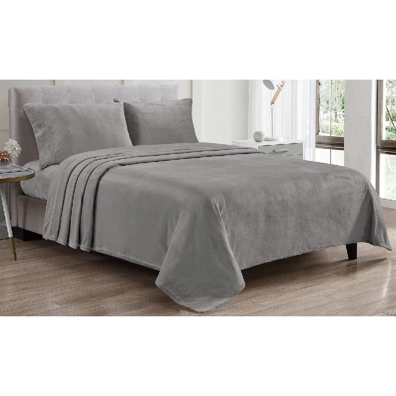 breathable bamboo quilt-Kansas 4pc Microplush Sheet Set - Dark Gray - Full