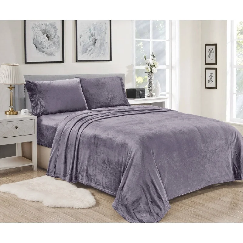 plush fleece pillow-Lavana Microplush Sheet Sets Queen Lavender