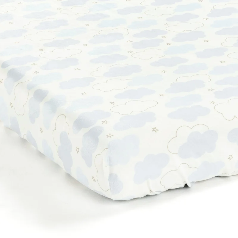 silky microfiber blanket-Lush Decor Goodnight Little Moon Clouds Soft & Plush Fitted Crib Sheet - 52"x 28" x 9"