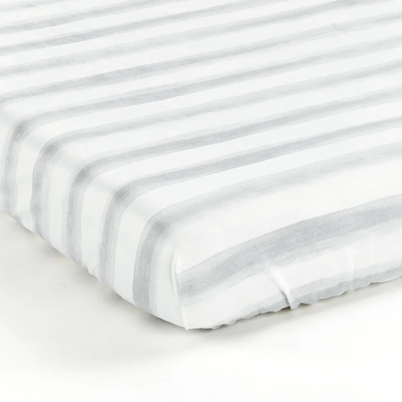 soft microfiber bed set-Lush Decor Watercolor Stripe Soft & Plush Fitted Crib Sheet - 52"x 28" x 9"