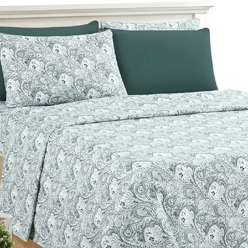 vintage wool comforter-Luxury 6 Piece Bed Sheet Set 1800 Count Paisley Queen White Grey