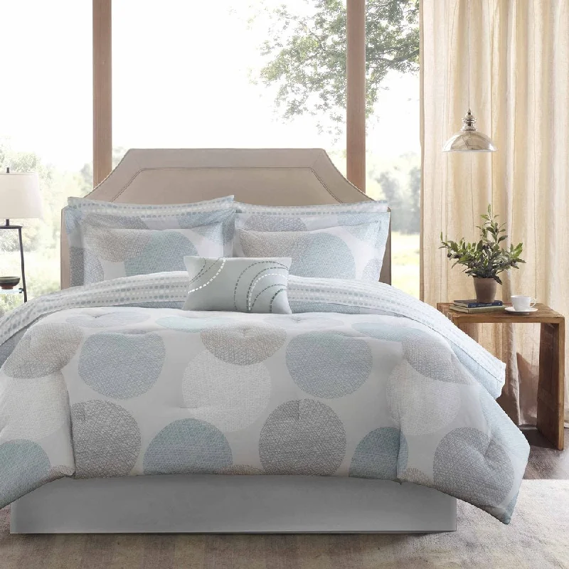 colorful geometric comforter-Madison Park Essentials Covina Aqua Complete Comforter Set with Cotton Bed Sheets