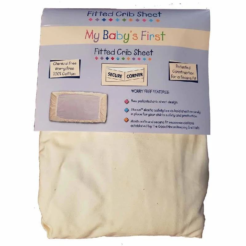 breathable cotton pillowcase-My Baby's First Fitted Crib Sheet, 100% Cotton, All Natural, Patented Sta-On Elastic Safety Bands, 27" x 54"