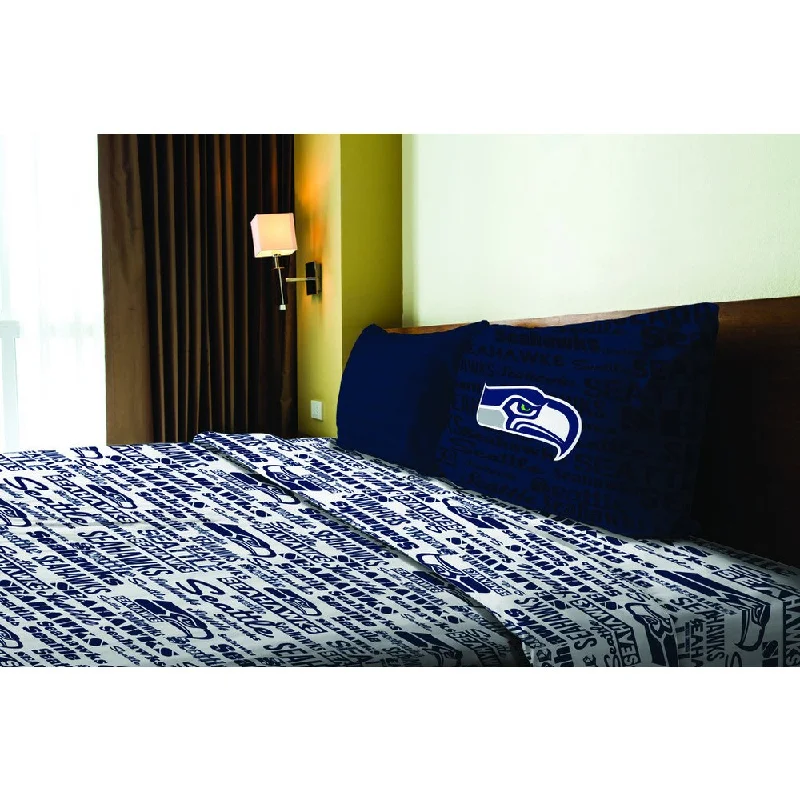 handwoven bamboo sheets-NFL 820 Seahawks Anthem Twin Sheet Set