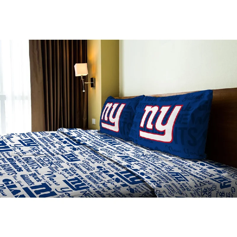 colorful floral quilt-NFL 821 NY Giants Anthem Full Sheet Set