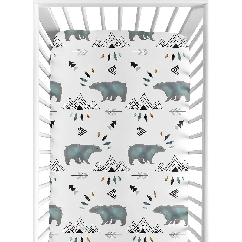 minimalist white blanket-Sweet Jojo Designs Fitted Crib Sheet for the Bear Mountain Collection