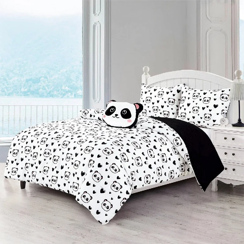 modern floral pillowcase-Wellco Bedding Comforter Set Bed In A Bag - 4 Piece microfiber Bedding Sets - Oversized Bedroom Comforters,PANDA