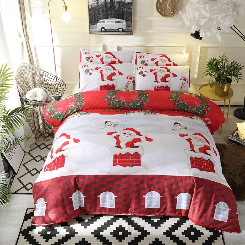 minimalist beige duvet-WONGS BEDDING Christmas Santa Duvet Cover Pillowcase Set