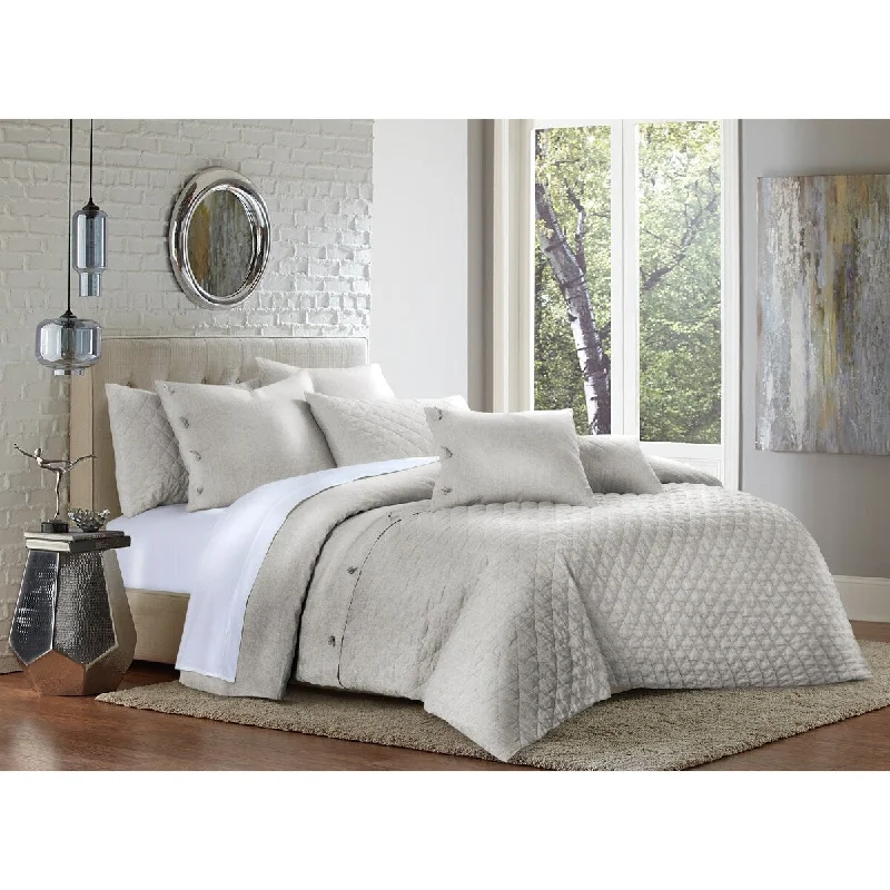 luxury sateen bed sheets-AICO Gibson Diamond Quilted and Solid Plain Linen Duvet Set