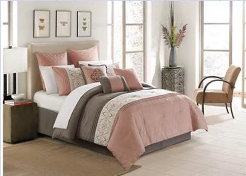 handwoven bamboo sheets-Alysha Pink 7-piece Comforter set