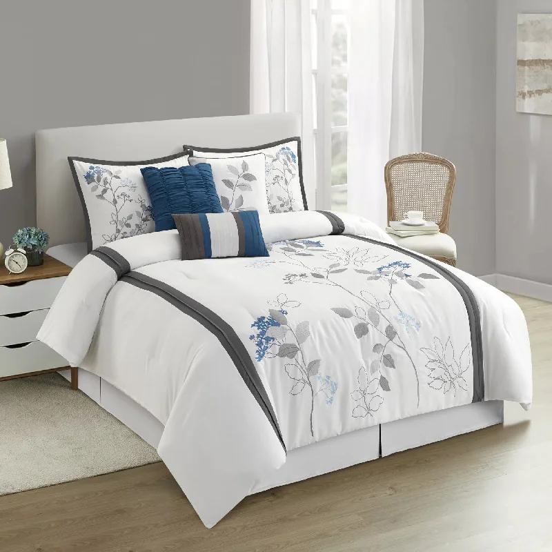 soft silk duvet-Anissa Leaves 7-Piece Comforter Set