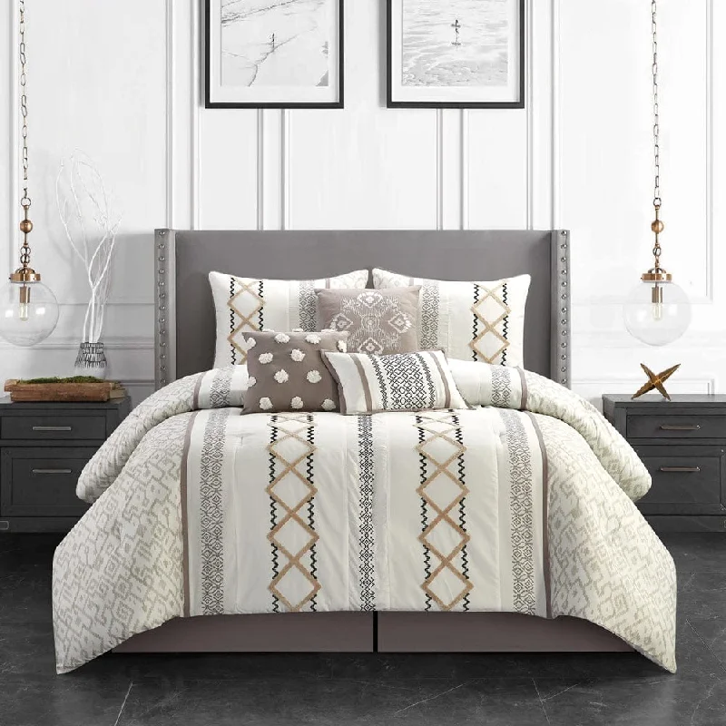 soft silk pillow-Anthony Geometric 7-Piece Comforter Set