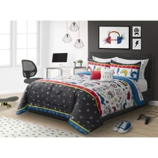 silky linen blanket-Arcade 2 or 3 pc Kids Comforter set