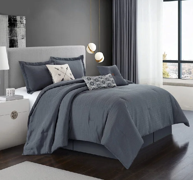 soft tencel quilt-Arven 7 Piece Comforter Set Gray