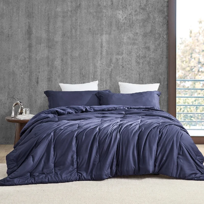 breathable silk sheets-Bamlin Butter - Coma Inducer® Oversized Cooling Comforter Set - Navy Eclipse