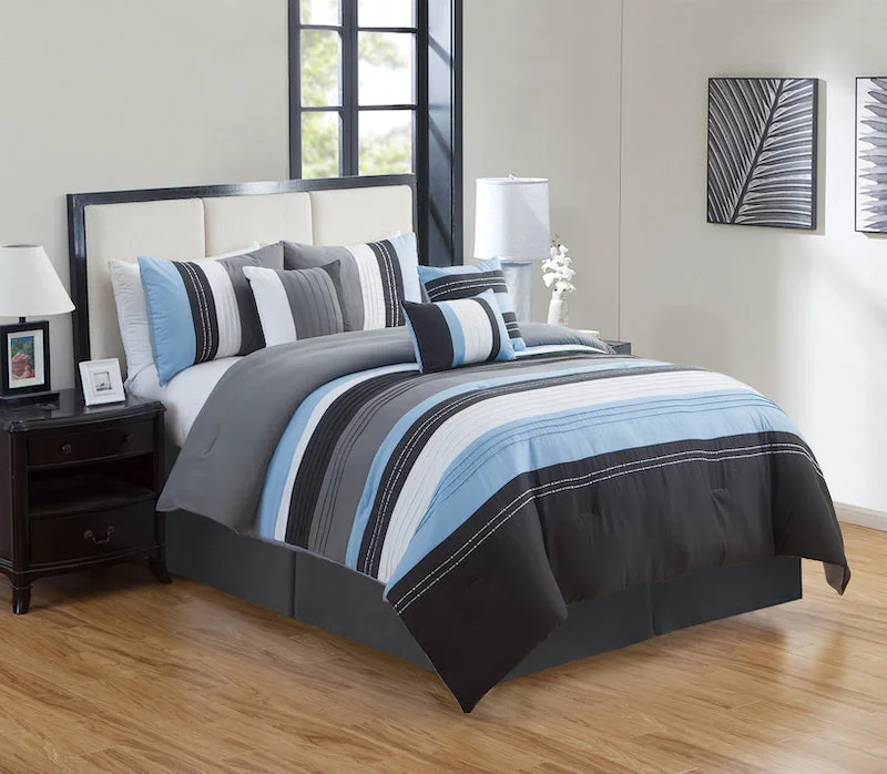 thick cotton blanket-Barcelona Blue 7-piece Comforter Set