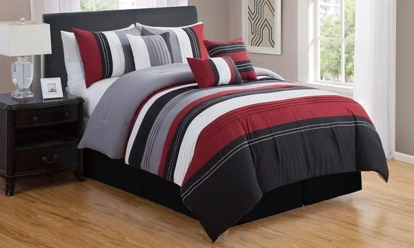 cooling silk mattress pad-Barcelona Red 7-piece Comforter Set