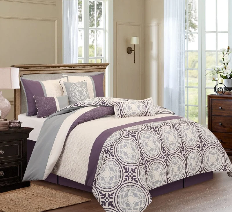 soft linen quilt-Camila 7-Piece Geometric Comforter Set