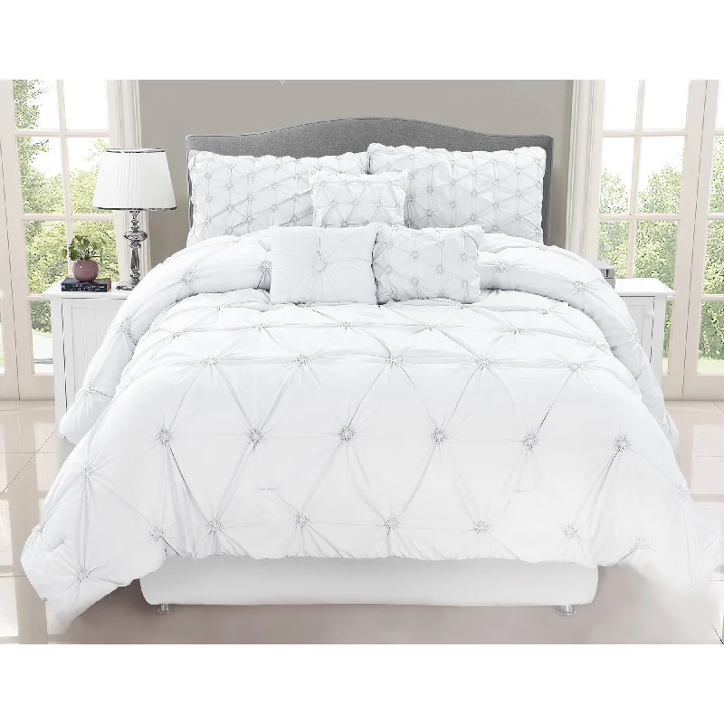 cozy wool pillow-Chateau White 7-piece Comforter Set