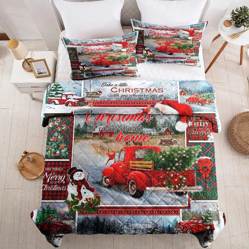 luxury velvet bed sheets-Christmas pattern quilt set（Complimentary 2 pieces of 18"*30" pillowcases）