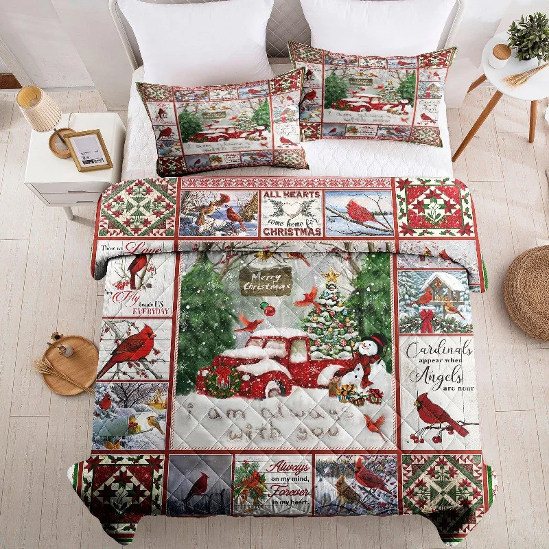 silky microfiber blanket-Christmas pattern quilt set（Complimentary 2 pieces of 18"*30" pillowcases）