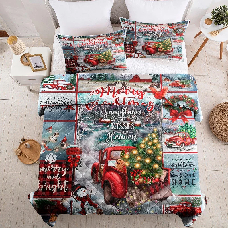 cozy silk duvet cover-Christmas tree pattern quilt set（Complimentary 2 pieces of 18"*30" pillowcases）