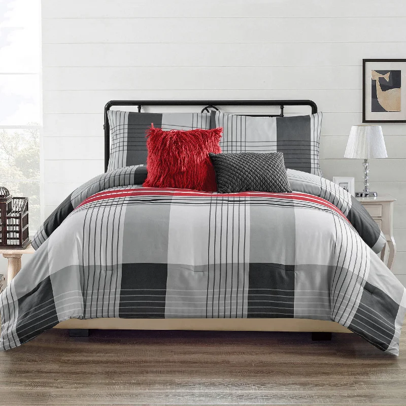 cooling cotton bed topper-City Plaid 5-piece Comforter set