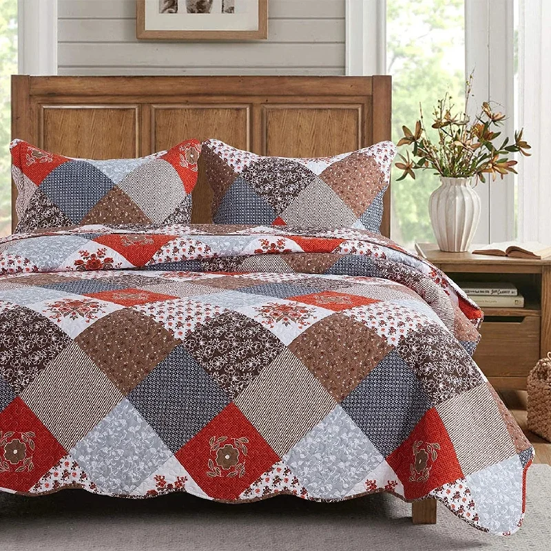 cozy satin comforter-Colorful Decorative Bohemian Style 3 Quilt Set With 2 Pillowcases