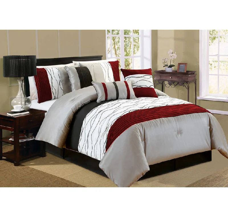 breathable jersey comforter-Ripple Red 7-piece Comforter Set