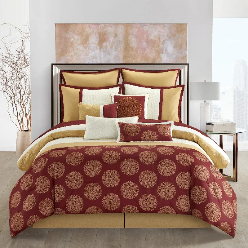 colorful floral sheets-Dante Damask 10 Piece Comforter Set