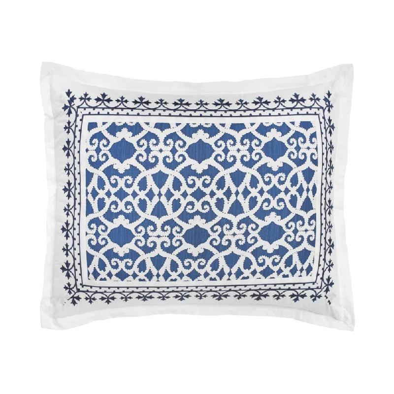 minimalist white blanket-Dena Atelier Indigo Dream Cotton Sham