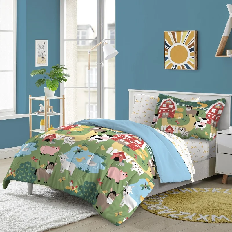 cozy cotton bed set-Dream Factory Barnyard Animals Bed-In-A-Bag Comforter Set