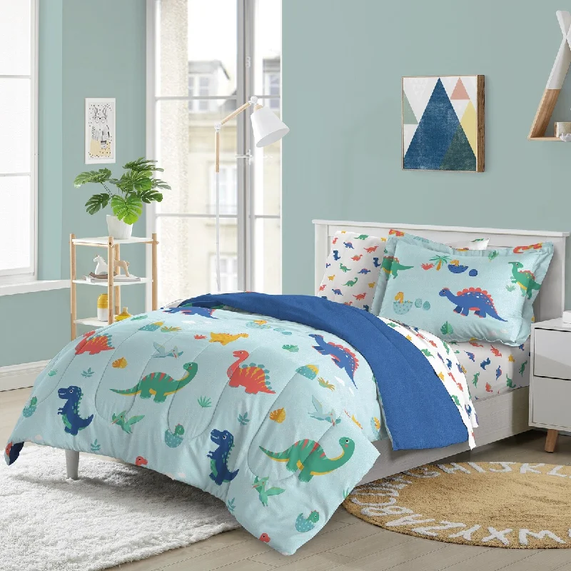 breathable silk bedspread-Dream Factory Sweet Dino Bed-In-A-Bag Comforter Set