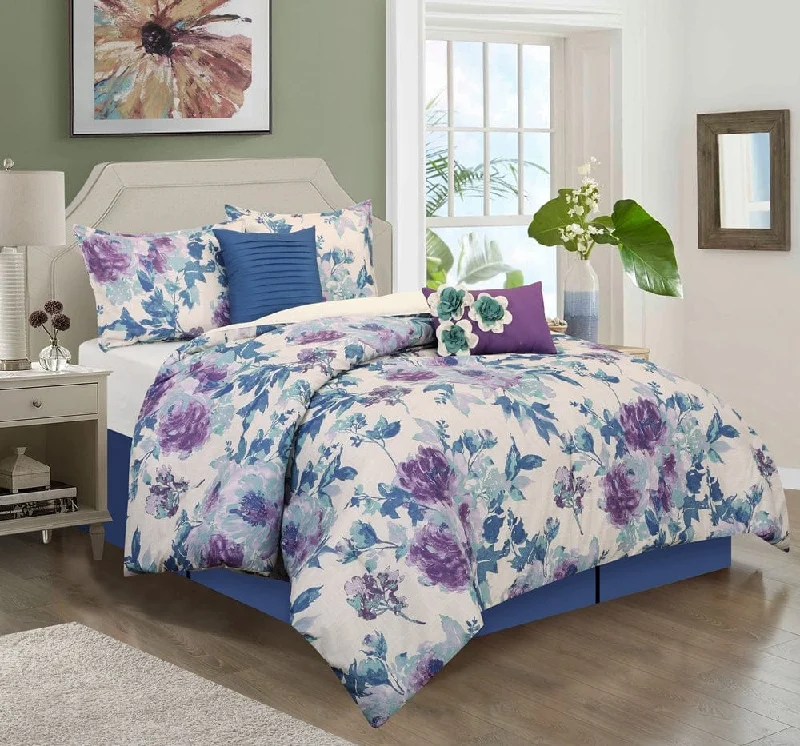 vintage satin bedspread-Elizabeth Floral 6-Piece Comforter Set