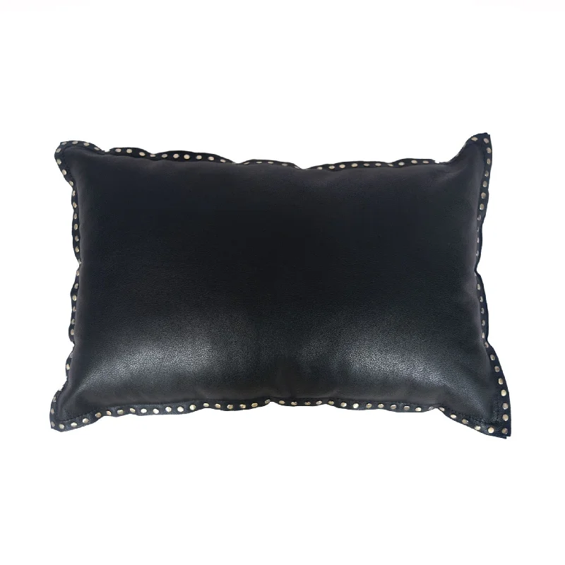 breathable silk sheets-Eurosoft Leather Pillow with Studs