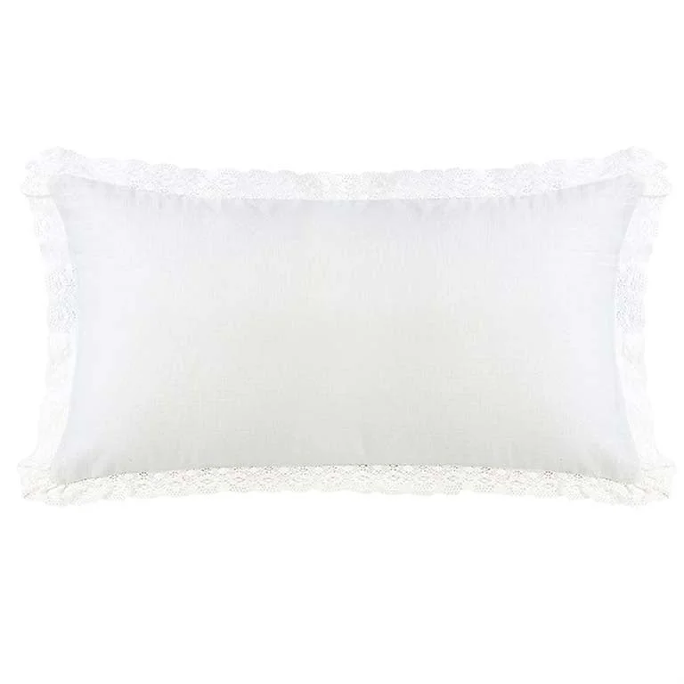 vintage tencel blanket-Off-White Linen Trim Pillow