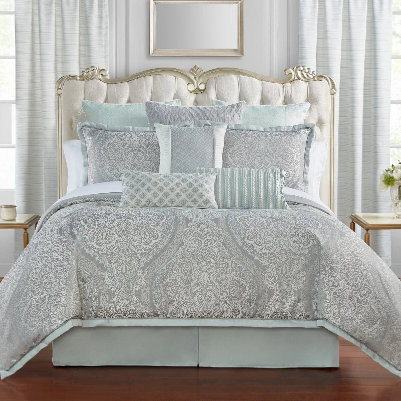 lightweight linen bedspread-Hammett 4PC Comforter Set, Silver