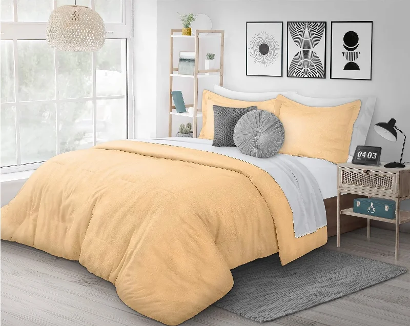 lightweight silk pillow-Heathered Flannel Comforter Set – Mustard